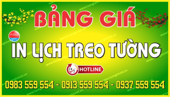 Bảng giá In Lịch Treo Tường