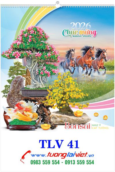 In Lịch lo xo 7 tờ Bon sai như ý