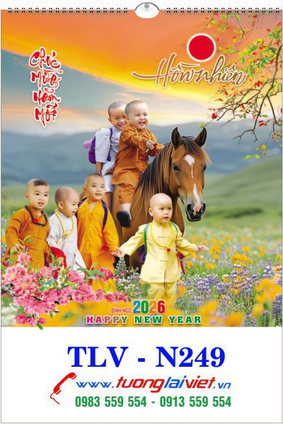 Iin Lịch lo xo 7 tờ Xuân an lạc