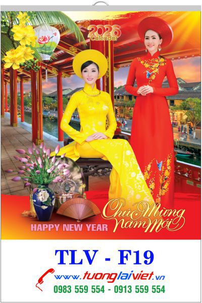 In Lịch nẹp thiếc Áo dài