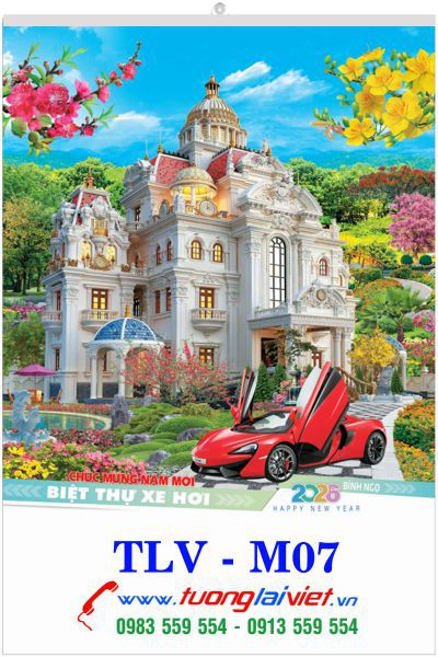 In Lịch nẹp thiếc Biệt thự xe hơi