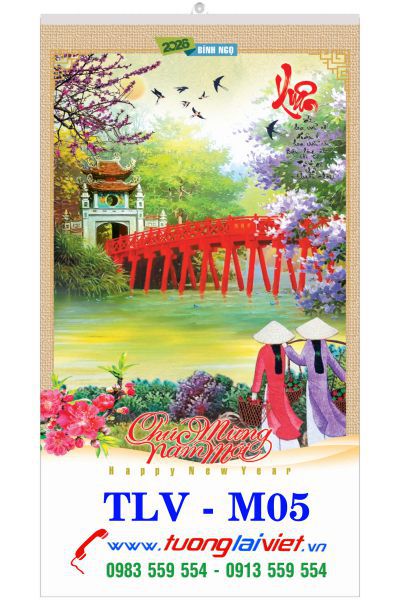 In Lịch nẹp thiếc Tranh lụa