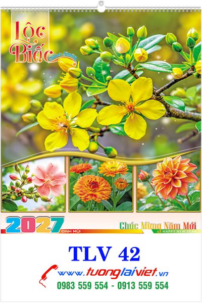 In Lịch treo tường 7 tờ Bốn Mùa Hoa