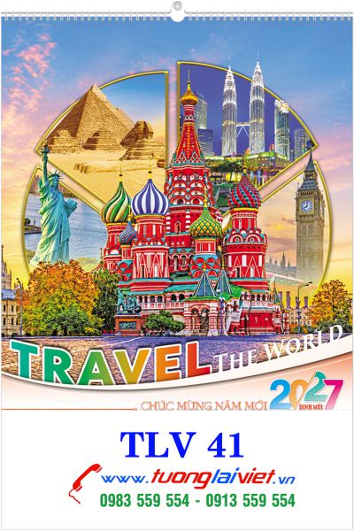 In Lịch treo tường 7 tờ Du Lịch Thế Giới