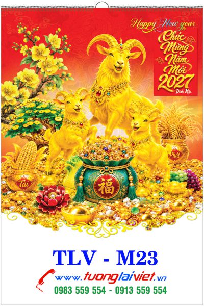 In Lịch treo tường 7 tờ Phong Thủy Tài Lộc