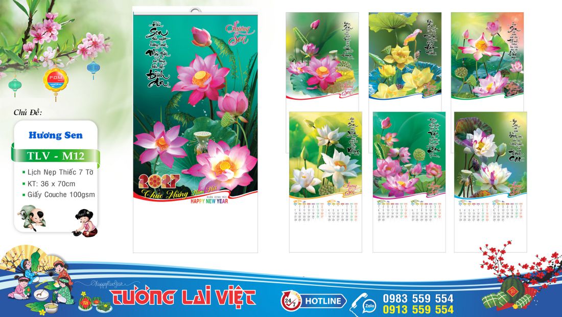 Lịch nẹp thiếc Sen Việt