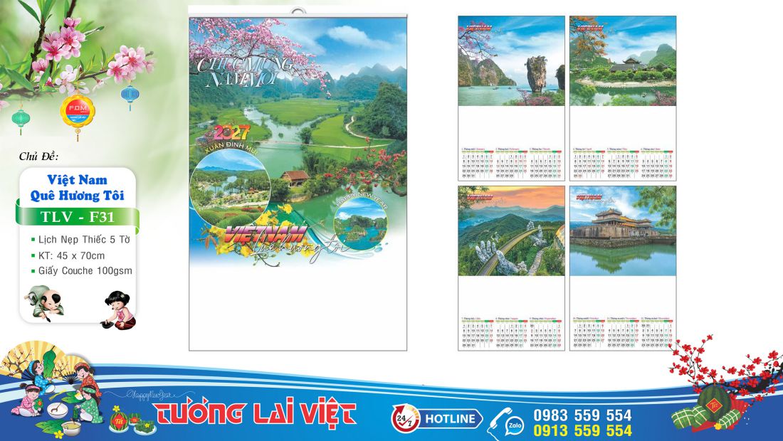 Lịch treo tường 5 tờ Cảnh Đẹp Việt Nam