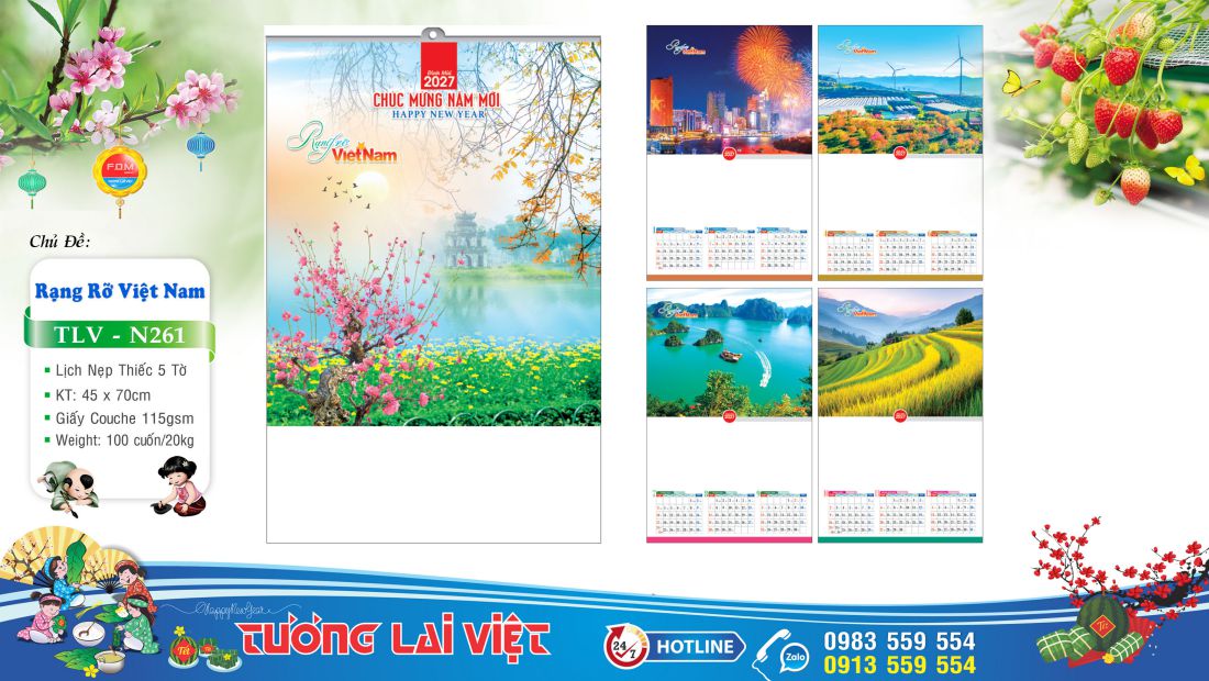 Lịch treo tường 5 tờ Phong Cảnh Việt Nam