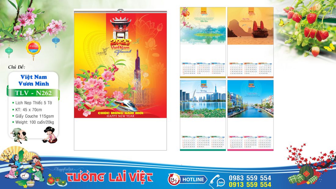 Lịch treo tường 5 tờ Thắng Cảnh Việt Nam